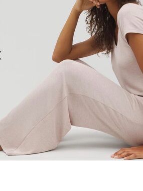 Soma Ribbed Wide-Leg pajama bottom in cream white